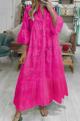 Cordelia | Sommerliches Kleid mit Lochmuster und V-Ausschnitt – Rosa