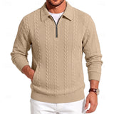 Rolvand | Herren Strickpullover Zopfmuster Reißverschluss – Khaki
