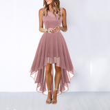 Rosalba | Damen Spitzenkleid High-Low A-Linien Kleid – Rosa