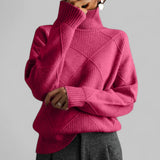 Susanne | Rollkragen Locker Geschnittener Pullover für Damen – Rosa