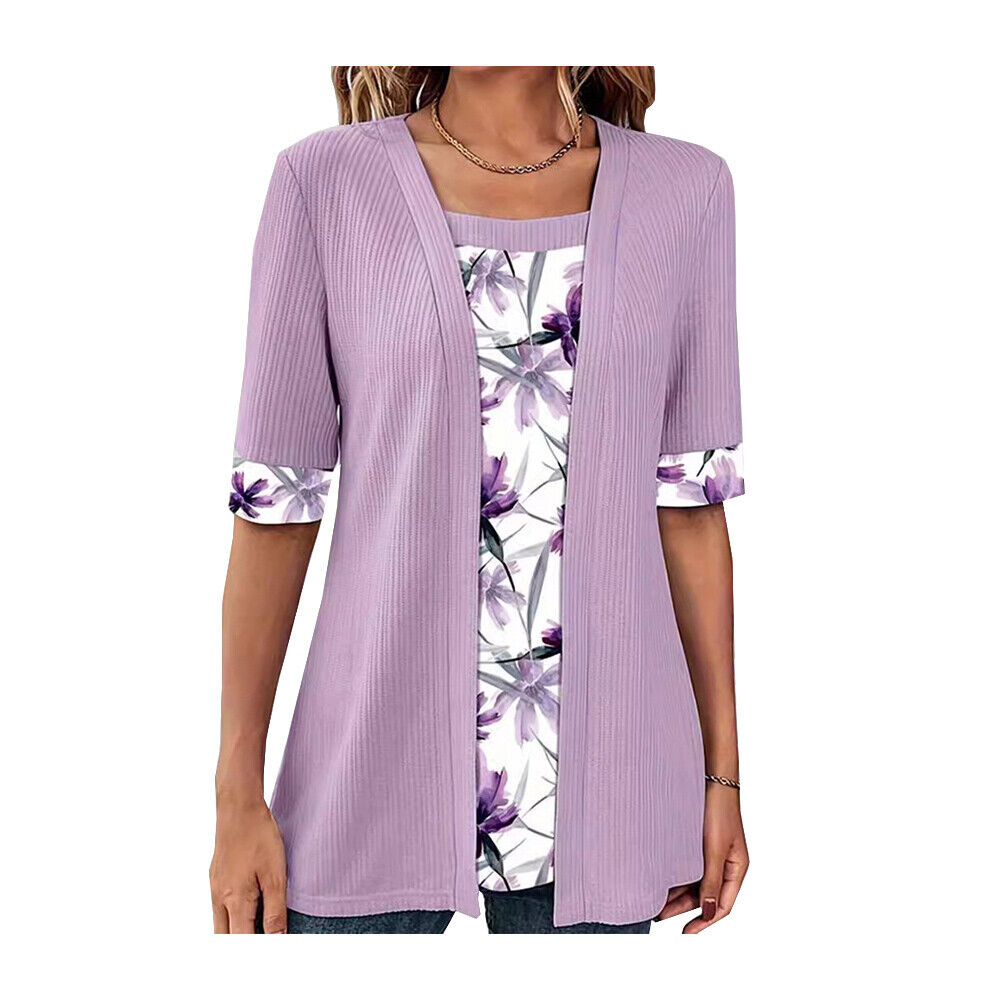 Roswitha® | Modisches Fake Zweiteiler Shirt mit Print