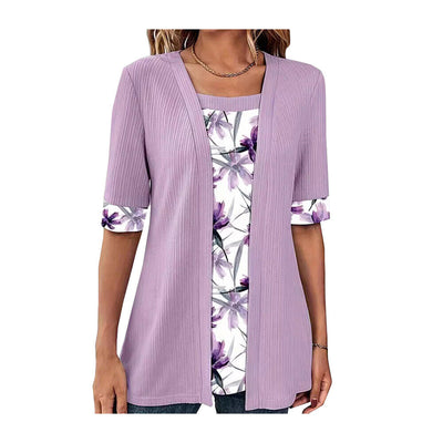 Roswitha® | Modisches Fake Zweiteiler Shirt mit Print