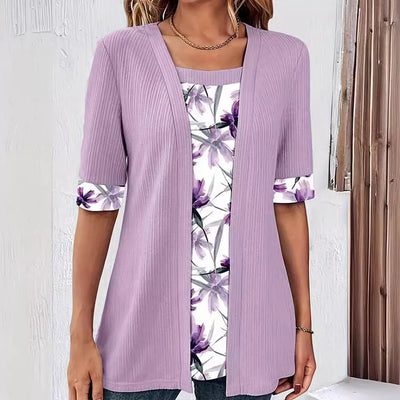 Roswitha® | Modisches Fake Zweiteiler Shirt mit Print