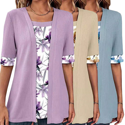 Roswitha® | Modisches Fake Zweiteiler Shirt mit Print