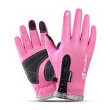 Touchscreen-Handschuhe mit rutschfestem Material, wasserdicht und winddicht – Rosa