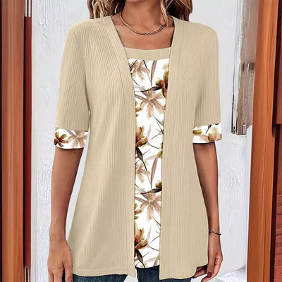 Roswitha® | Modisches Fake Zweiteiler Shirt mit Print