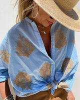 Laura | Trendige Bluse im Ibiza Stil Damen – Blau