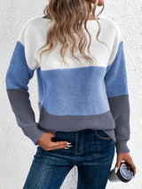Lena | Stilvoller Damen Strickpullover mit langen Ärmeln – Blau