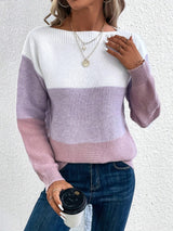 Lena | Stilvoller Damen Strickpullover mit langen Ärmeln – Lila