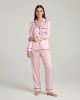 Schlafanzug Damen lang mit Hemd und Hose – Rosa