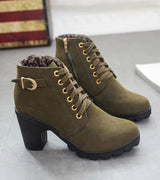 Schnürstiefel Damen mit Schnalle – Armeegrün