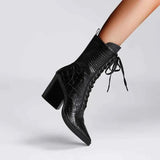 Schnürboots Damen – Schwarz