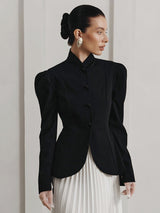 Schwarzer Damen Blazer Tailliert – Schwarz