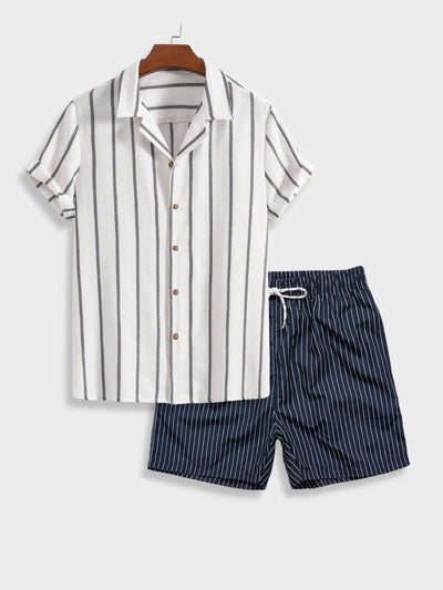 Maritimes Herren Sommer-Set | Gestreiftes Hemd & Shorts