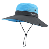 Damen Hut mit breiter Krempe und UV-Schutz – Blau
