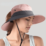 Damen Hut mit breiter Krempe und UV-Schutz – Rosa