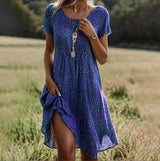 Anke | Damen Boho Chic Sommerkleid – Blau
