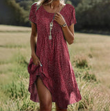 Anke | Damen Boho Chic Sommerkleid – Rot