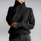 Sigara | Damen Rollkragen Strickpullover – Schwarz