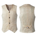 Sigbert | Herren Trachtenweste Jacquard Festweste – Weiß