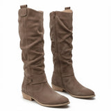 Sigrun | Damen Kniehohe Stiefel Slouch-Optik – Taupe
