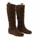 Sigrun | Damen Kniehohe Stiefel Slouch-Optik – Dunkelbraun