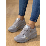 Silvana | Damen Sneaker mit Reißverschluss und Keilabsatz – Grau