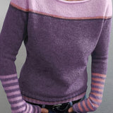 Silvane | Damen Strickpullover Bootausschnitt Langarm – Lila