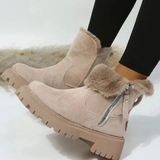 Silvia | Damen Stiefel mit Plateau Sohle und Reißverschluss – Khaki