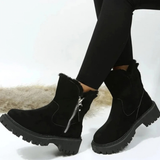 Silvia | Damen Stiefel mit Plateau Sohle und Reißverschluss – Schwarz
