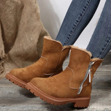 Silvia | Damen Stiefel mit Plateau Sohle und Reißverschluss – Braun
