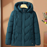 Simona | Damen Steppjacke mit Kapuze und Blumen – Blau