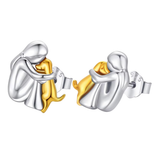 LEILA | ORECCHINI IN ARGENTO STERLING 925 "ICONA DEL GATTO" – Silber und Gold