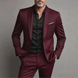 Slim Fit Herrenanzug für Gala & formelle Anlässe – Bordeaux