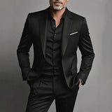 Slim Fit Herrenanzug für Gala & formelle Anlässe – Schwarz