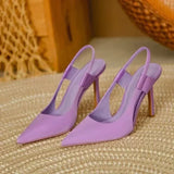 Slingpumps Damen mit Spitze und Absatz – Lila