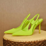 Slingpumps Damen mit Spitze und Absatz – Grün
