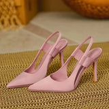 Slingpumps Damen mit Spitze und Absatz – Rosa