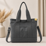 Sna | Damen Praktische Canvas Schultertasche – Grau