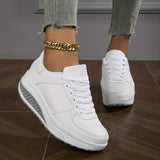 Sneaker Damen Plateau mit Schnürung Komfort – Weiß