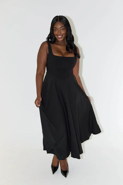 Melody - Neues mittellanges, schlichtes und tailliertes trägerloses Kleid