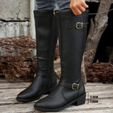 Solveig | Damen Kniehohe Stiefel mit Reißverschluss – Schwarz