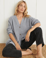 Solveig | Damen Oversize Strickjacke mit V-Ausschnitt – Grau