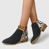 Solveja | Damen Stiefeletten Leopard Blockabsatz – Schwarz