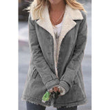 Solvind | Damen Sherpa-Mantel Winterjacke mit Fleecefutter – Grau