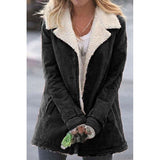 Solvind | Damen Sherpa-Mantel Winterjacke mit Fleecefutter – Schwarz