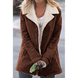 Solvind | Damen Sherpa-Mantel Winterjacke mit Fleecefutter – Braun