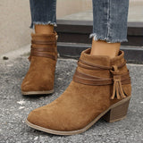 Johanna | Damen Stiefelette mit Blockabsatz – Beige