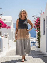Sophia | Damen Ombré Midikleid Ärmellos – Fließendes Farbverlauf Sommerkleid 2026 – Mehrfarbig