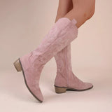Sorla | Damen Weite Wade Cowboystiefel Kniehoch – Rosa